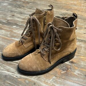 All Saints Donita Women Tan Lace-up Suede Combat boots sz EUR 38 US 7.5 NEW